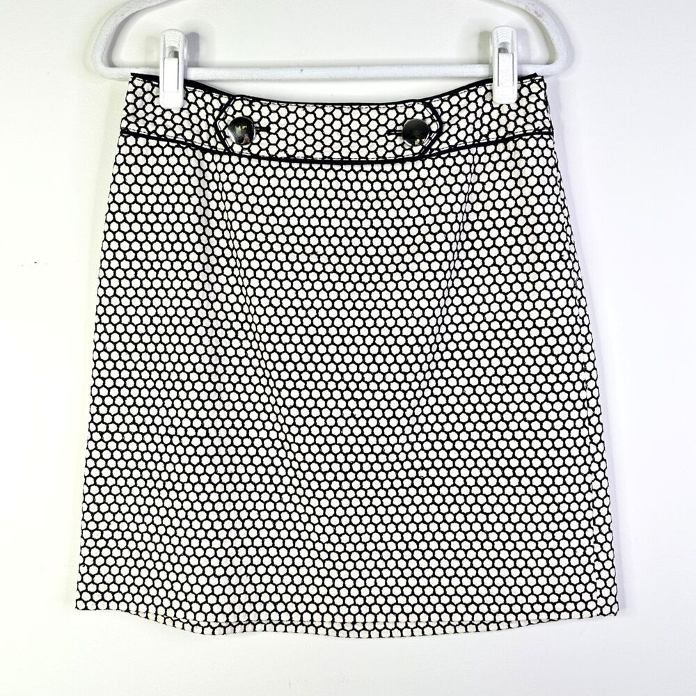 Ann Taylor Skirt Women 8 Petite Black White Silk Classic Boho Academia Corpcore
